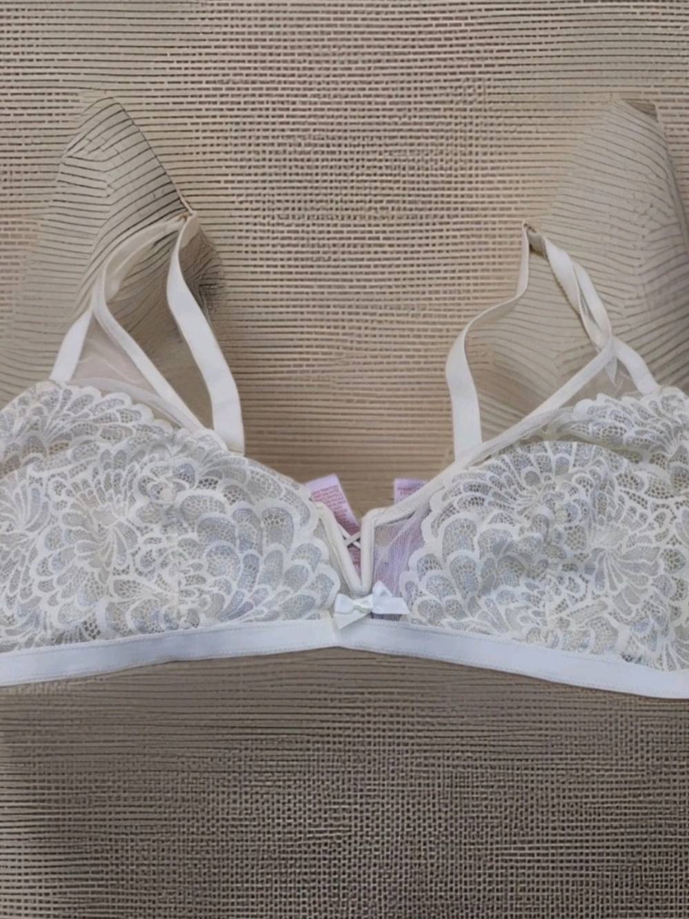 Savage X Fenty Lace Mesh Bralette White Wireless Bra Adjustable Straps SZ 2X